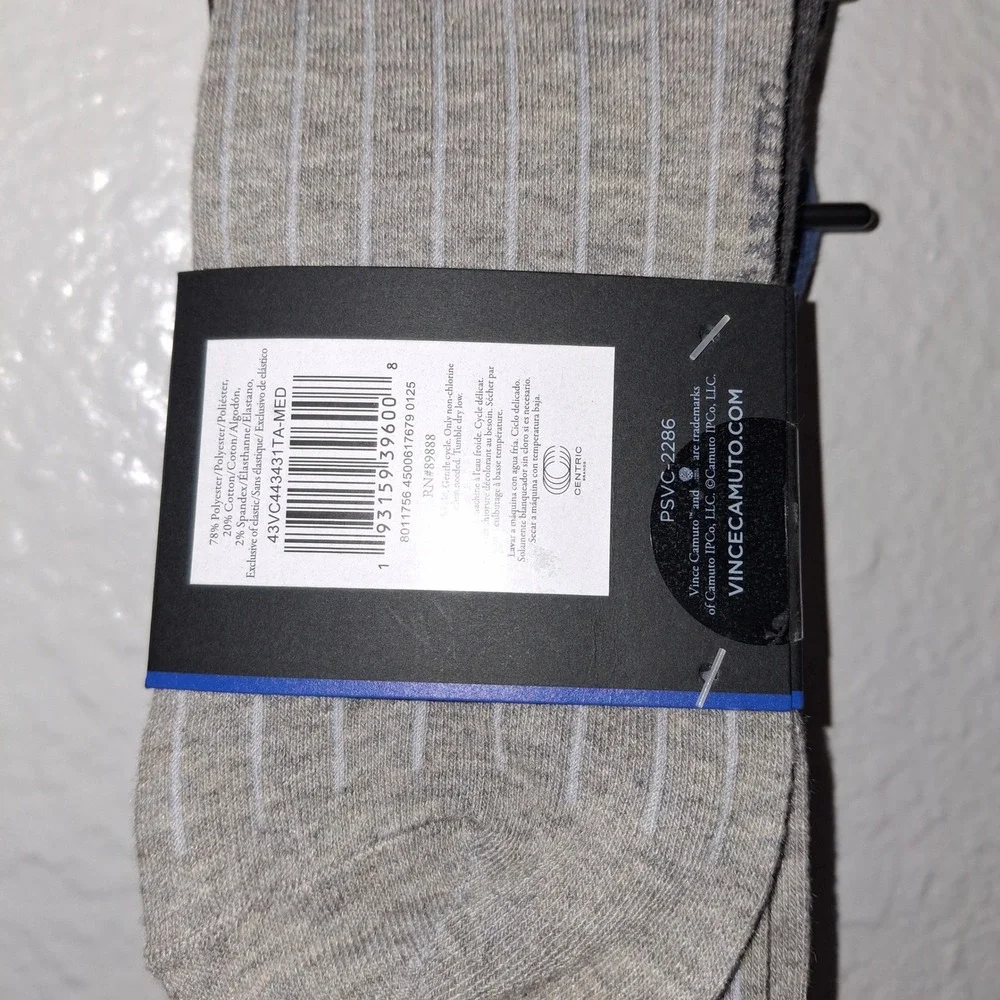 Vince Camuto Men's Dress Socks 3 Pairs Ribbed One Size Blue Gray Stripe
